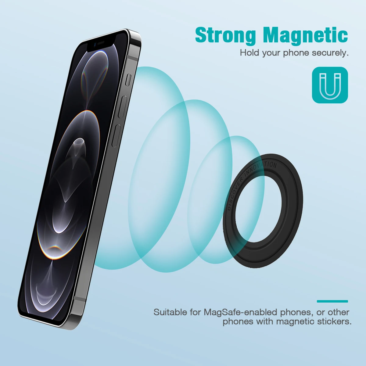 2pcs Magsafe support mural magnétique compatible avec la série Iphone  14/13/12, support magnétique avec adhésif H