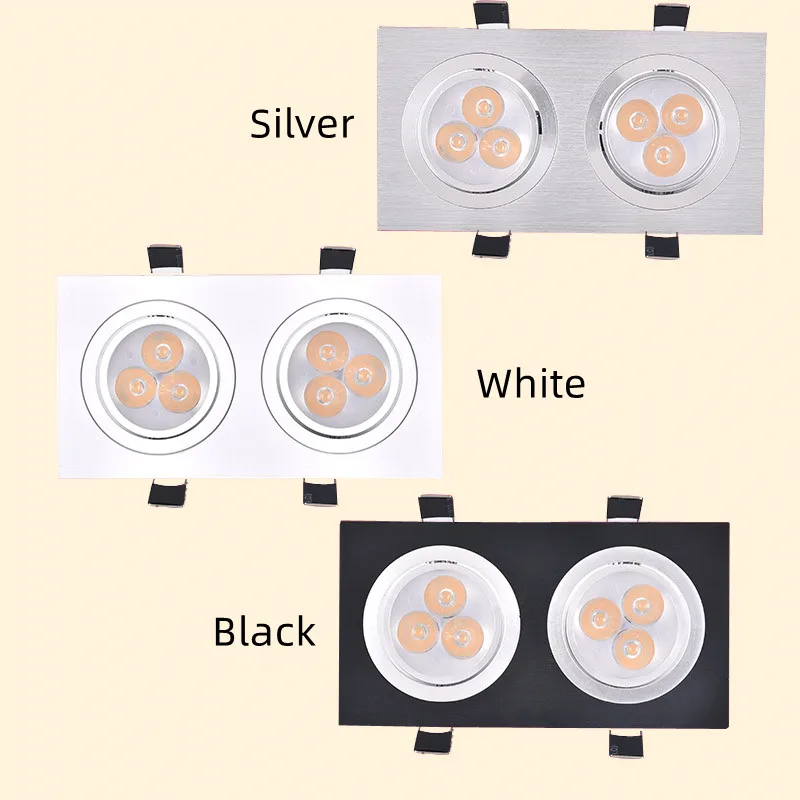 디 밍이 가능한 광장 높은 전원 Recessed Downlights LED 천장 전구 스포트 라이트 12W/20W/28W AC110 220V 더블 헤드 룸 램프