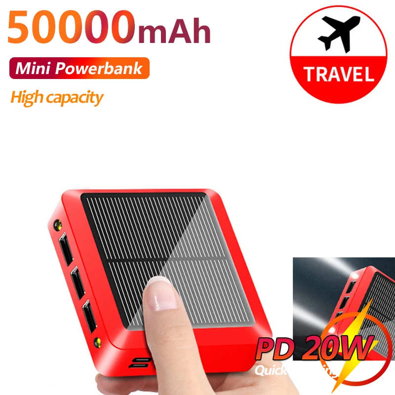 Solar 50000mAh Mini Portable Power Bank Large Capacity Fast Charging Charger Battery for IPhone Xiaomi Samsung |