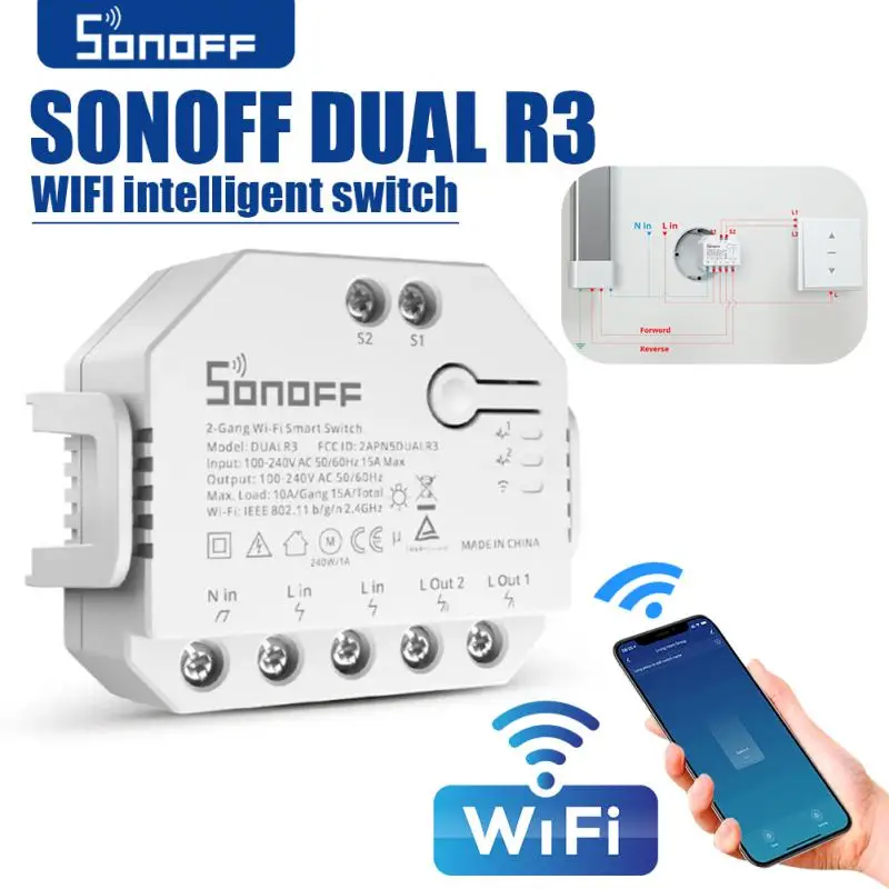 Sonoff Dual R3 2 Gang Dual Relay Module Diy Mini Smart Switch Power Metering Smart Home Control Tramite Ewelink Alexa Google Home