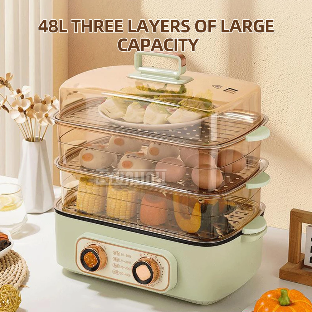Version Double Knob Food Steamer Household Electric Steamer Three-layer Panela A Vapor Kitchen Cooking Machine ZG-17