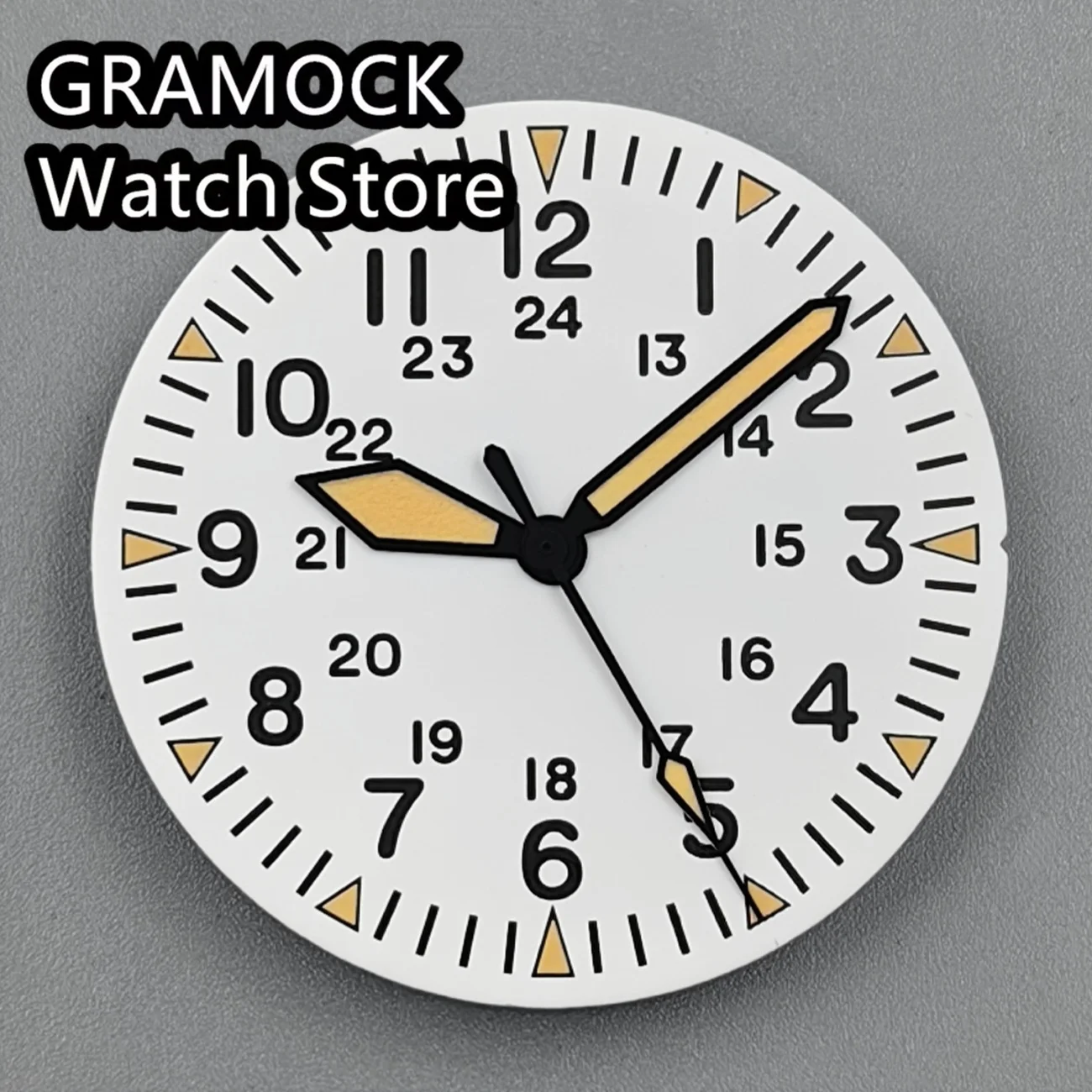 Matte White Pilot Watch Dial with Luminous Black & Beige Hands - 29mm