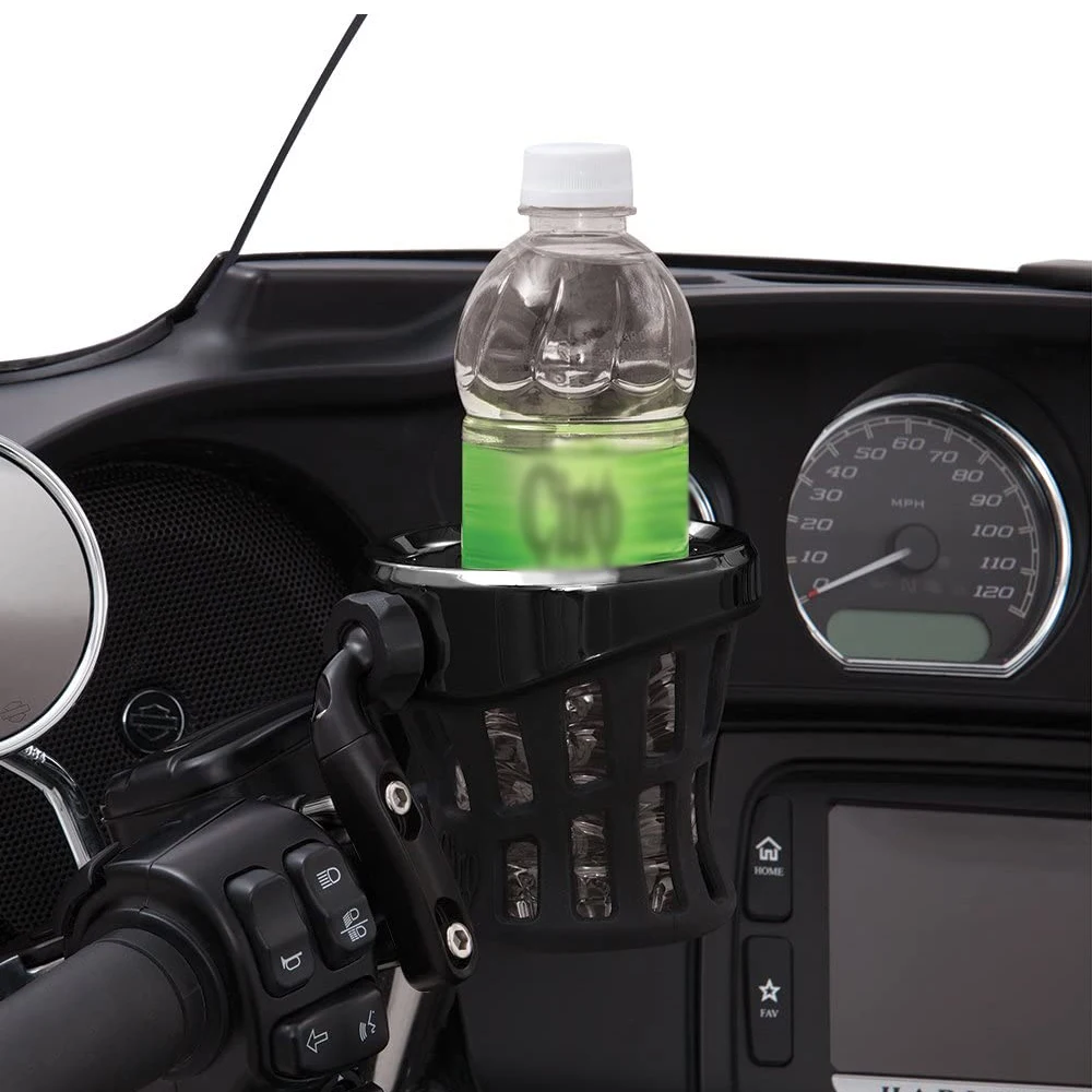 New Black Chrome Motorcycle Drink Holder Bike Water Cup Bottle Holder Handlebar Bottle Holder coffee stand Accessories Rubber