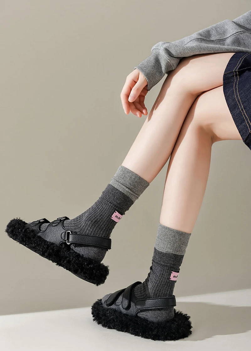 Mode für Frauen Retro koreanische rosa Label Englisch Brief gestreifte Baumwoll socken Frühling Herbst weich bequem bequem Mid-Tube Sport Sox – Detail 1