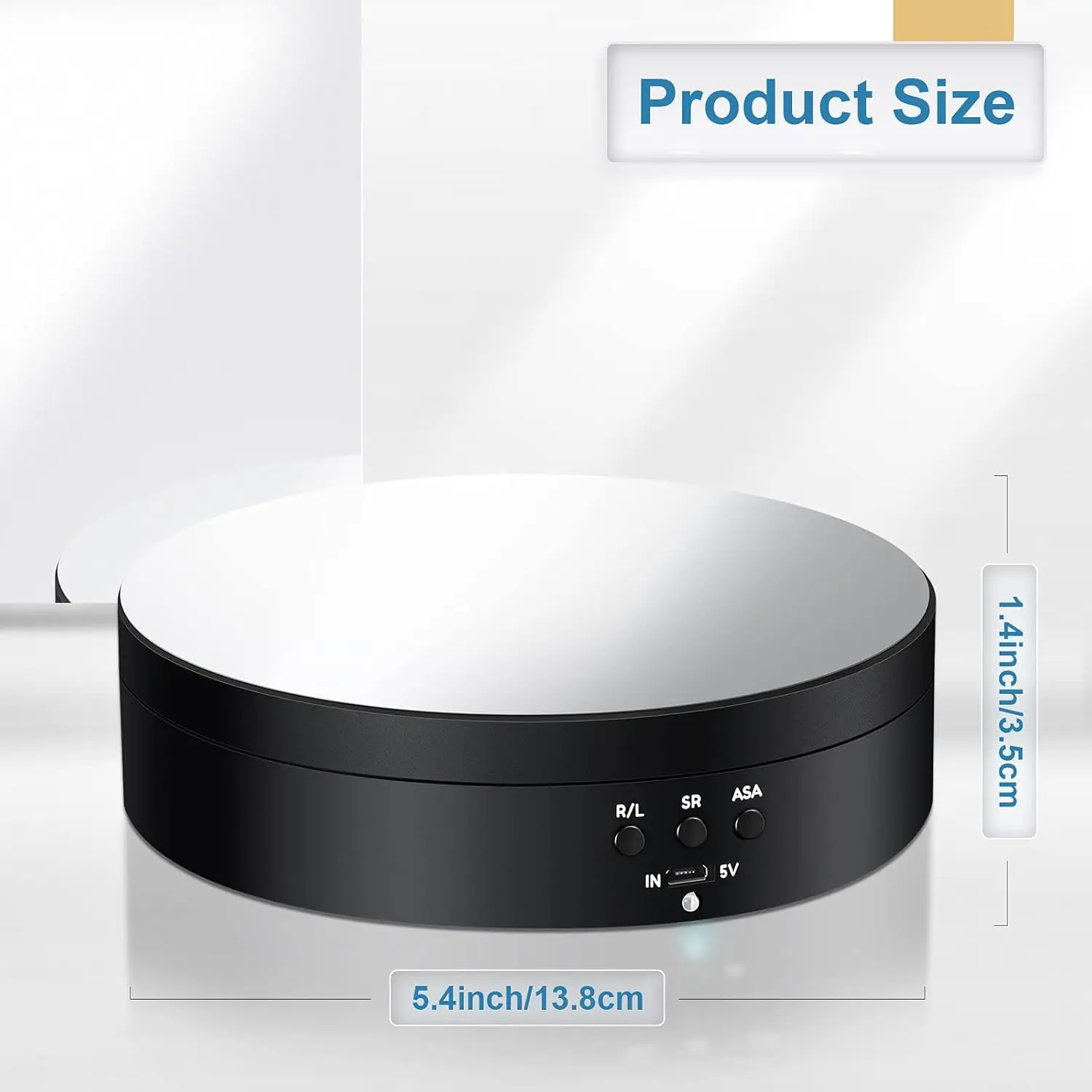 Motorized 360° Rotating Display Stand with USB Power – Black
