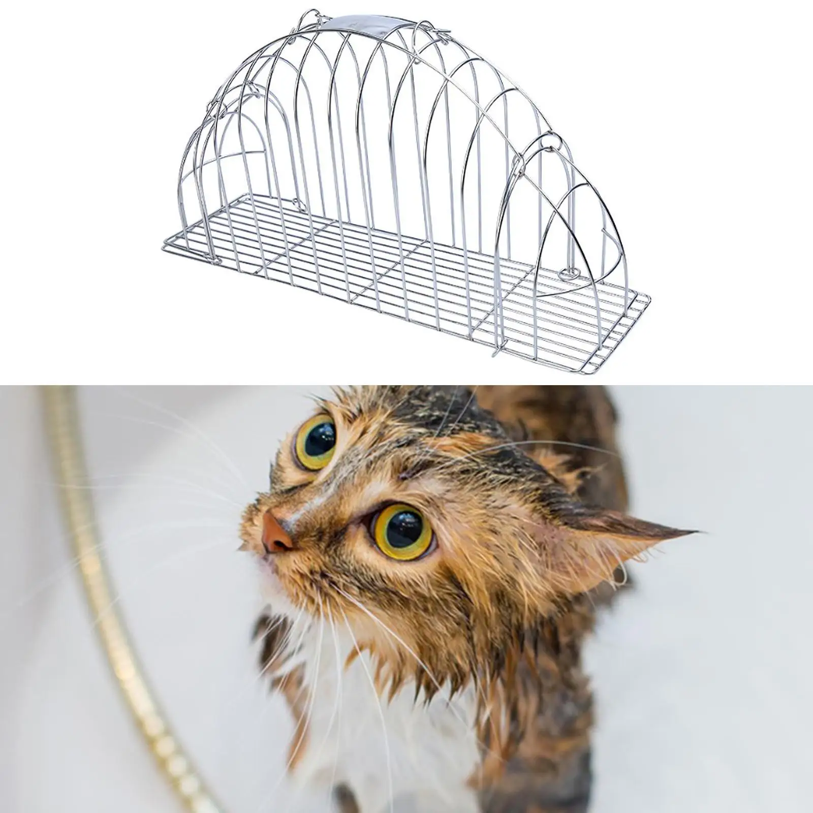 Blowing Cat Cage Cat Nail Trimming Cage Quick Drying Multipurpose Stainless Steel Cat Grooming Shower Cage for Small Dogs Kitty