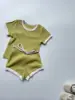 2025 Summer New Baby Short Sleeve Cotton Clothes Set Infant Boy Girl Solid Ribbed T Shirts + Shorts 2pcs Suit Toddler Outfits 3