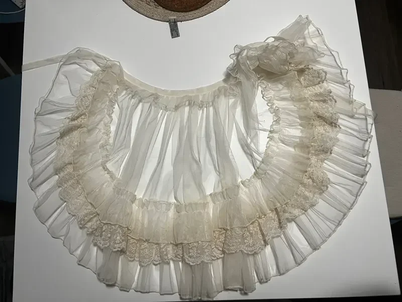 Lolita Kurze Schal Mantel Frauen Süße Kawaii Spitze Mesh Vorne Offen Poncho Gothic Mädchen Retro Nette Prinzessin Capes Oberbekleidung – Detail 8