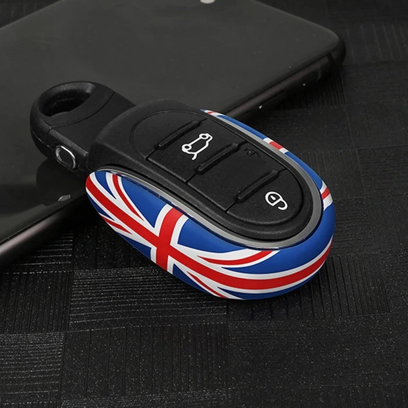 

For BMW Mini Cooper JCW F54 F55 F56 F57 F60 Clubman Countryman Car Styling Alloy Key Case Cover Chain Union Jack Car Accessories