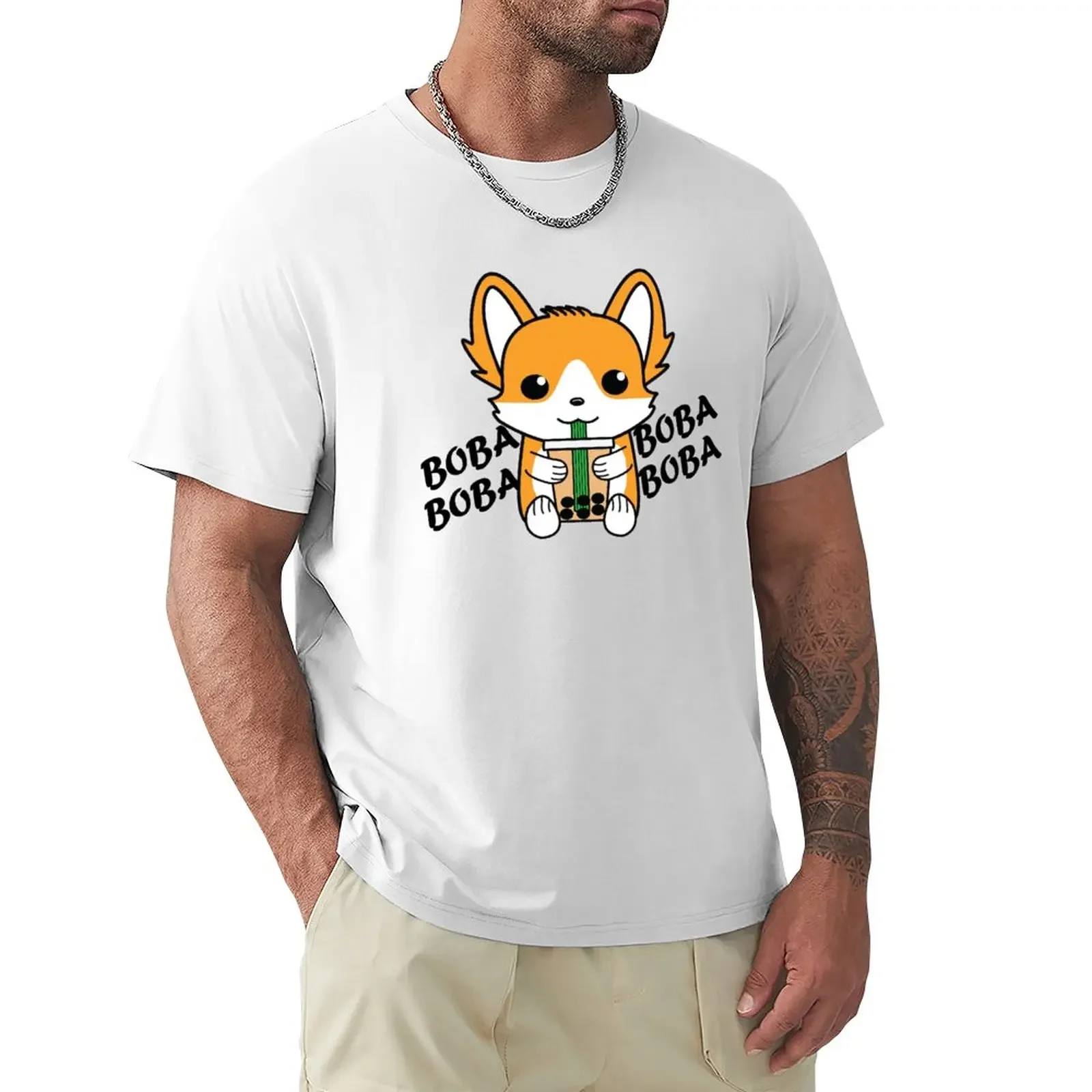 

Bubble Tea Corgi Boba Corgi T-Shirt plus sizes boys whites kawaii clothes t shirts for men