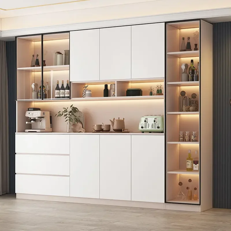 Large Luxury Display Drawers Kitchen Cabinet Glass Sideboards Shelf et Cupboard Cabinet Alacena Cocina Muebles Furniture Set