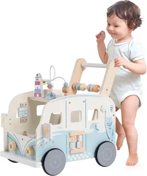 Robotime Robud Wooden Baby Walker Baby Push Along Activity Walkers with Wheels Multifunctional Baby Walker Gift for Boy Grils 1