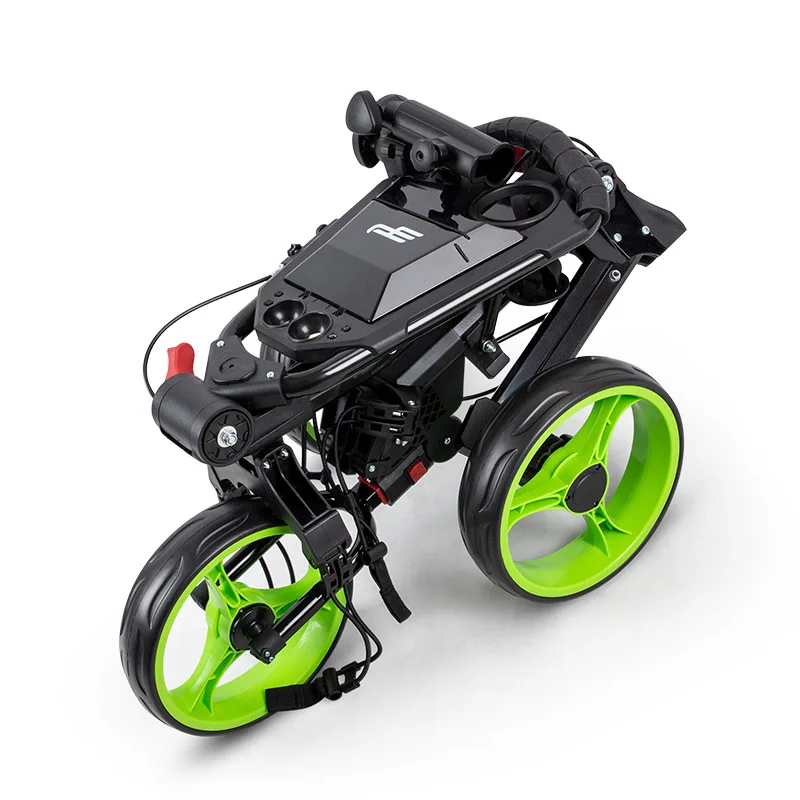 PLAYEAGLE Folding Golf Push Pull Cart Upgrade Widened Wheels Portable Golf Bag Cart with Umbrella Holder