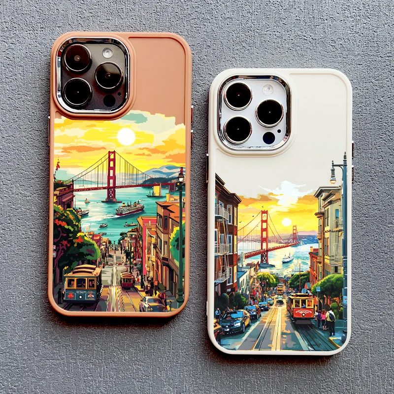 Bruchende Stadtlandschaft New York London Silikon-Handyhülle für iPhone 15 14 16 Pro Max Plus 13 12 11 Pro Max XR XS X SE2 Abdeckungen