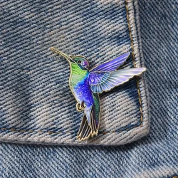 Emerald Hummingbird Enamel Brooch | Vibrant Fashion Lapel Pin (DEEP BLUE)