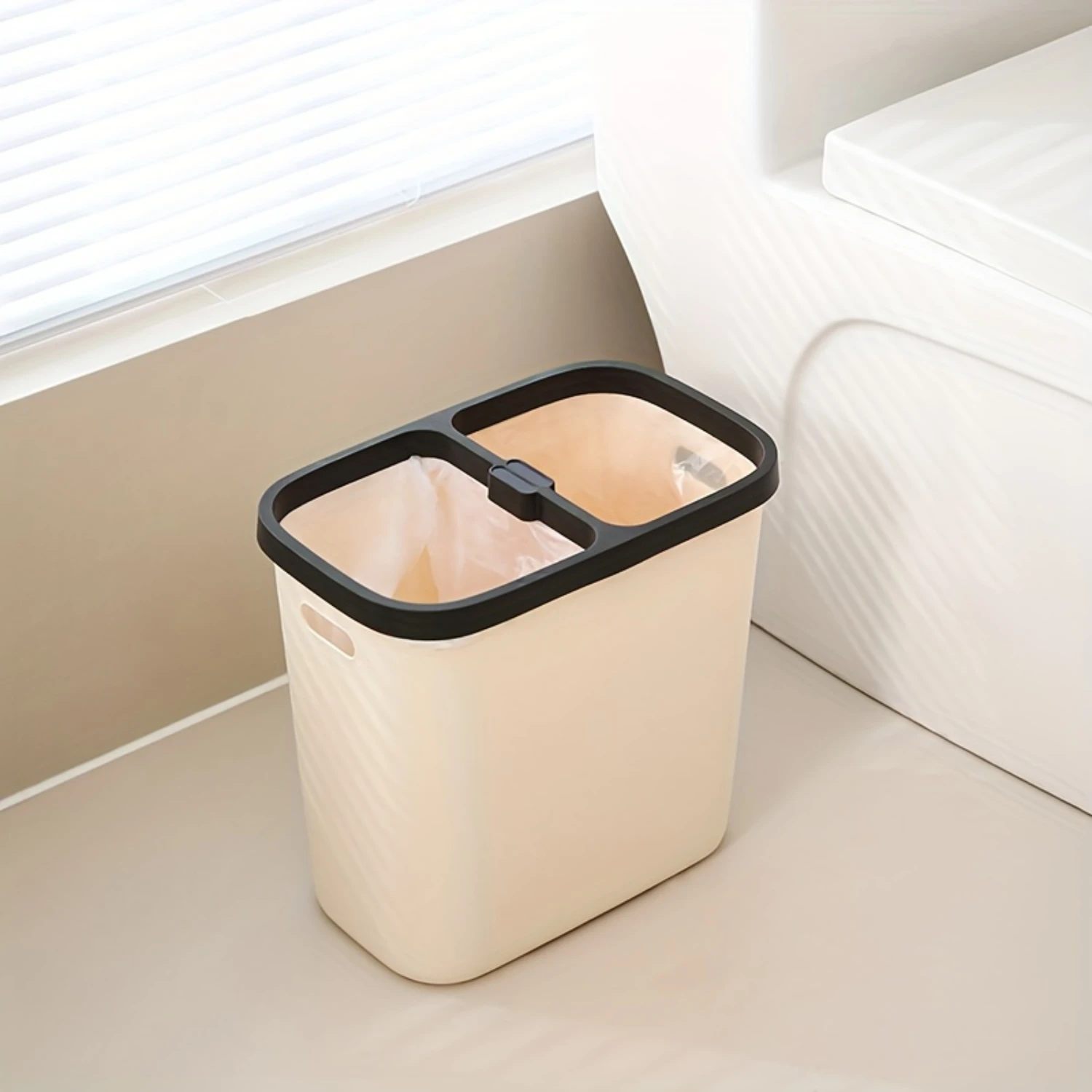 Square Trash Can For Kitchen, Bathroom & Living Room-No Lid Needed, Easy Sorting Waste Bin