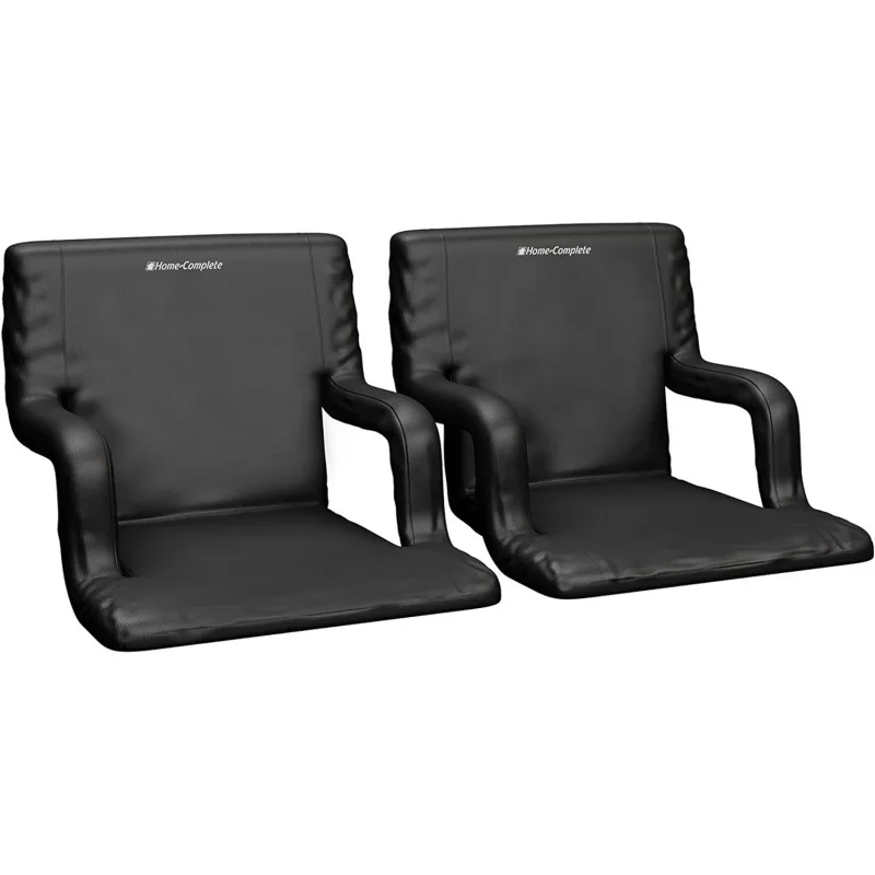 Home-Complete Chair Set of 2 Stadium Seat 2--Bleacher Cushion Set with Padded Back Support, Armrests, 6 Reclining Positions,