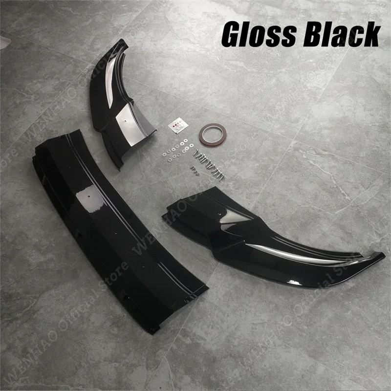 White/Black Carbon Fiber Front Lip Splitter - 8ft JDM Style PU Rubber Spoiler Kit