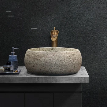 อ่างล้างหน้าเซรามิกแบบเรียบง่ายทรงวงรีอ่างล้างหน้าทรงสี่เหลี่ยมหรูหราห้องน้ำวินเทจอ่างล้างหน้าในครัว GL 1