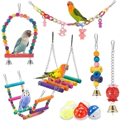 Parrot Enrichment Set: Eco-Friendly Wooden Bird Toys Collection (11pcs)