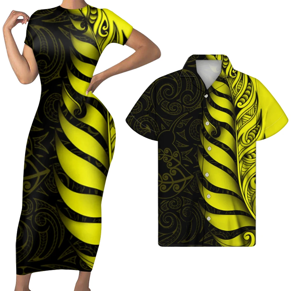 

Рубашка и длинное платье для мужчин и женщин, с коротким рукавом