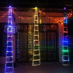 USB Christmas Lights Indoor Outdoor Santa Claus Ladder Lights with Remote Control Waterproof for Xmas Garden House Decoration
