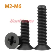 

50/100PCS M2 M2.5 M3 M4 M 5M6 Black Nylon Countersunk Head Screws Plastic Phillips Flat Machine Screw Length 5-50mm