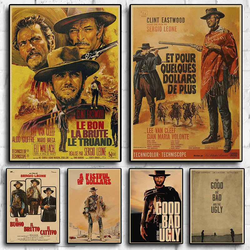 

The Vintage The Good Bad and The Ugly Hero Denim Gun Home Wall Art Mural Room Decor Decorative Movie Canvas Poster Aesthetics