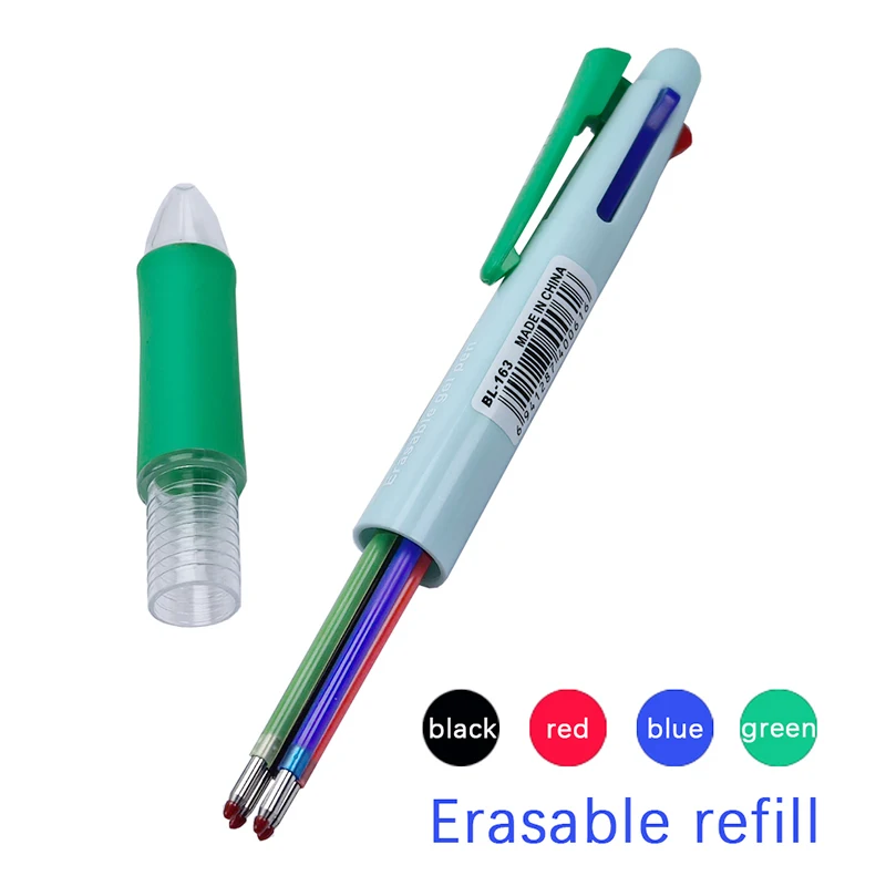 Black Blue Green Red 4 In 1 Erasable Gel Pen with Eraser 0.5mm Magic Refills School Office Kawaii Writing Stationery Supplies 3