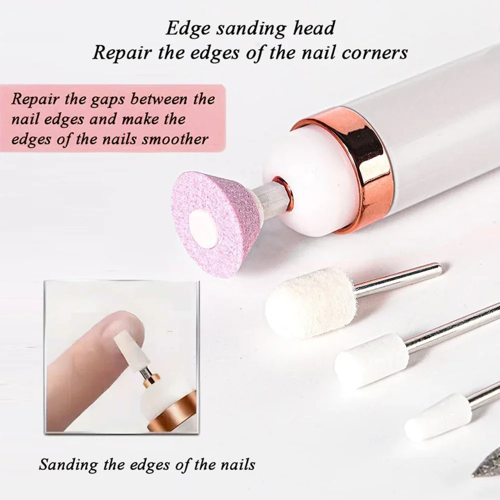 Portable Nail File Care Electric Nail Drill with 4 Speeds Cuticle Trimmer Battery Operated Manicure and Pedicure Tools