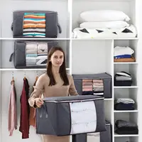 quilt storage bag with cover can be folded, can be used for bedding clothes toys with 2 reinforced handle 1