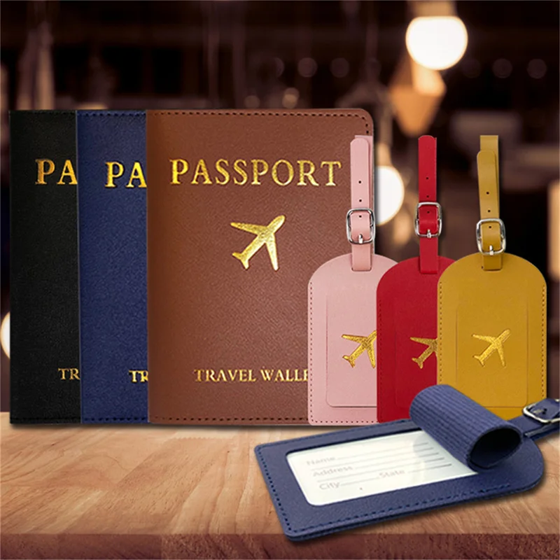 Portable 1PC PU Leather Luggage Tag Suitcase Identifier Label Baggage Boarding Bag Tag Name ID Address Holder Travel Accessories
