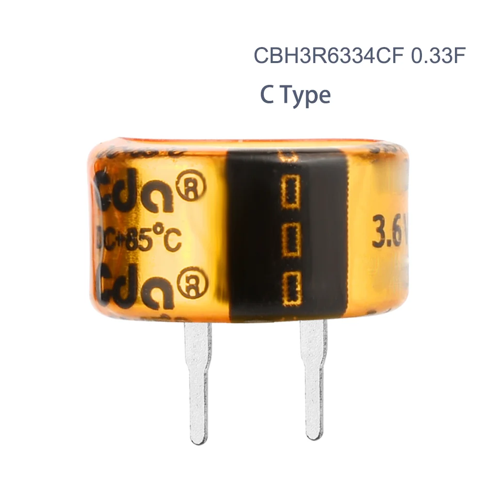 Super Condensatori Cbh Ultra Condensatore Cda 3.6V 0.33F Cbh3R6334Cf C-Type H-Type V-Type Button Type Farrah Supercondensatori