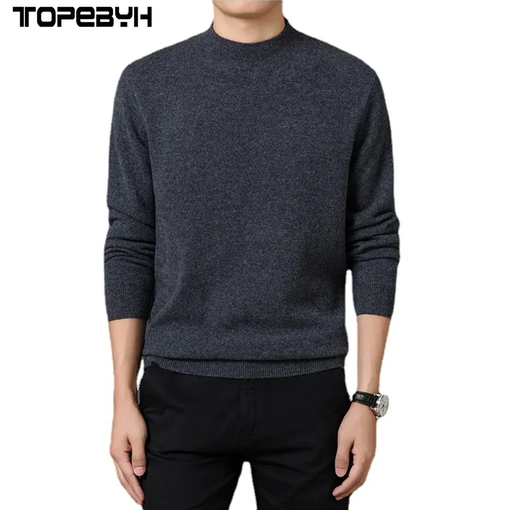 2023 Men’s Sweater  Warm and Comfortable Long Sleeve Pullover Sweater  Turtleneck Men Clothing Knit Tops