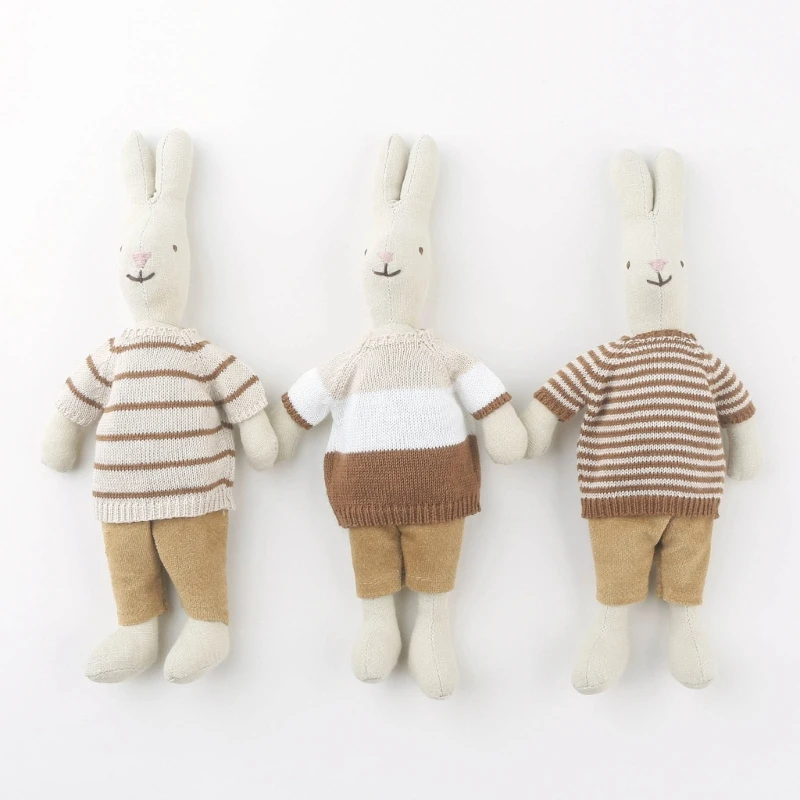 Knit Stripe Sweater Rabbit Plush Toy for Babies Appease  Cartoon Stuffed Toy