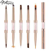 ANGNYA Double Head Nail Brush Gold Nail Art Brush Shadow UV Gel Nail Brushes For Manicure Products Painting Drawing Line Pen 1