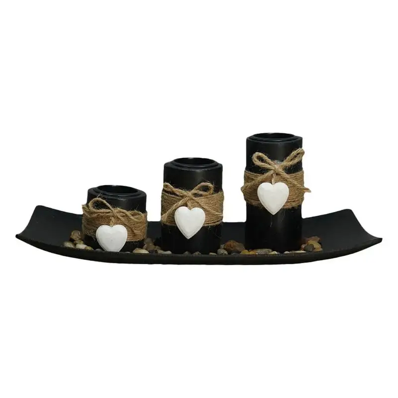 

Black Candlestick Holders Vintage Tealight Candle Holder Set Of 3 With Hearts Candle Holder Decor For Romantic Candlelight