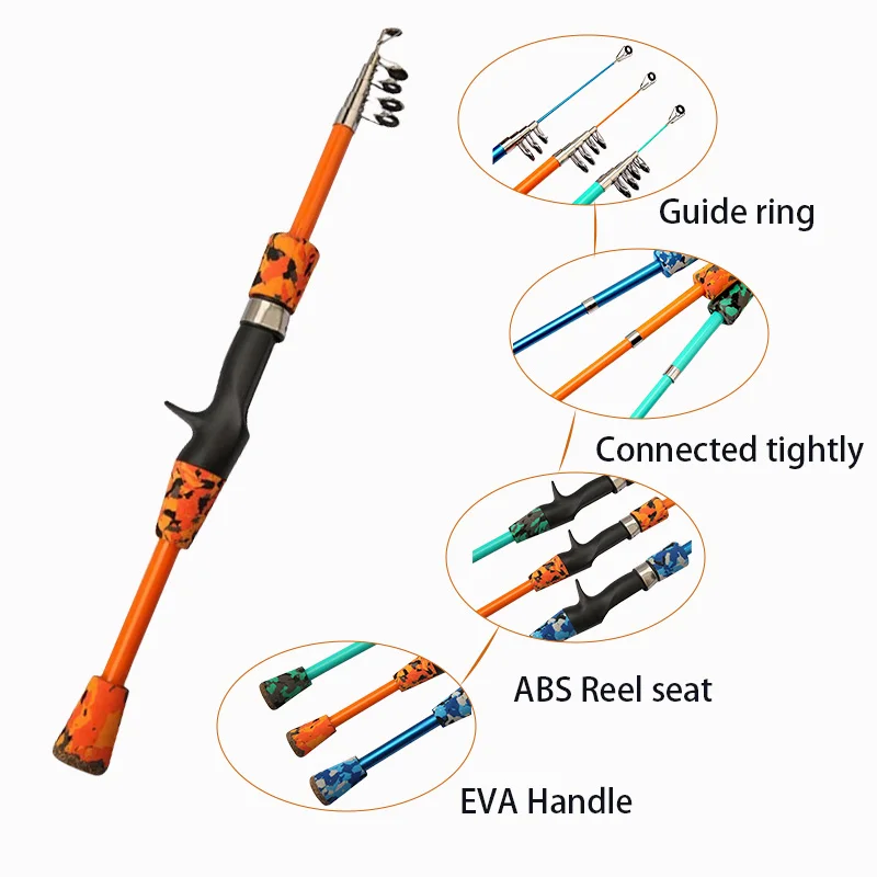 Kinder Angelrute Teleskop Angelrute Stange Und Spinning Reel Köder Haken Reise Pole Set – Detail 5