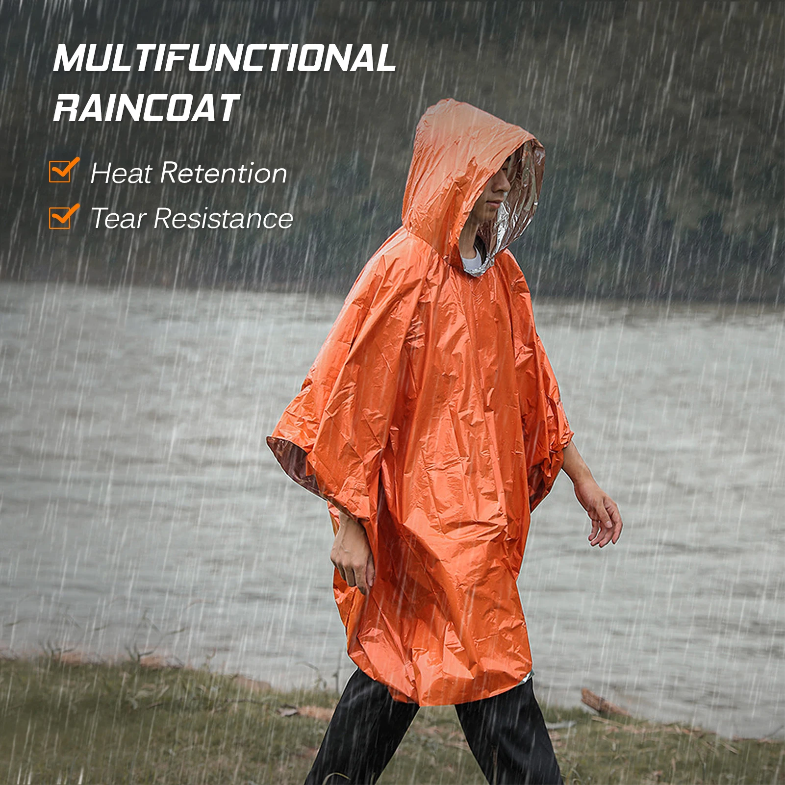 Emergency Rain Poncho Thermal Blanket Poncho Weather Proof Outdoor Survival Camping Gear Survival Gadgets 3