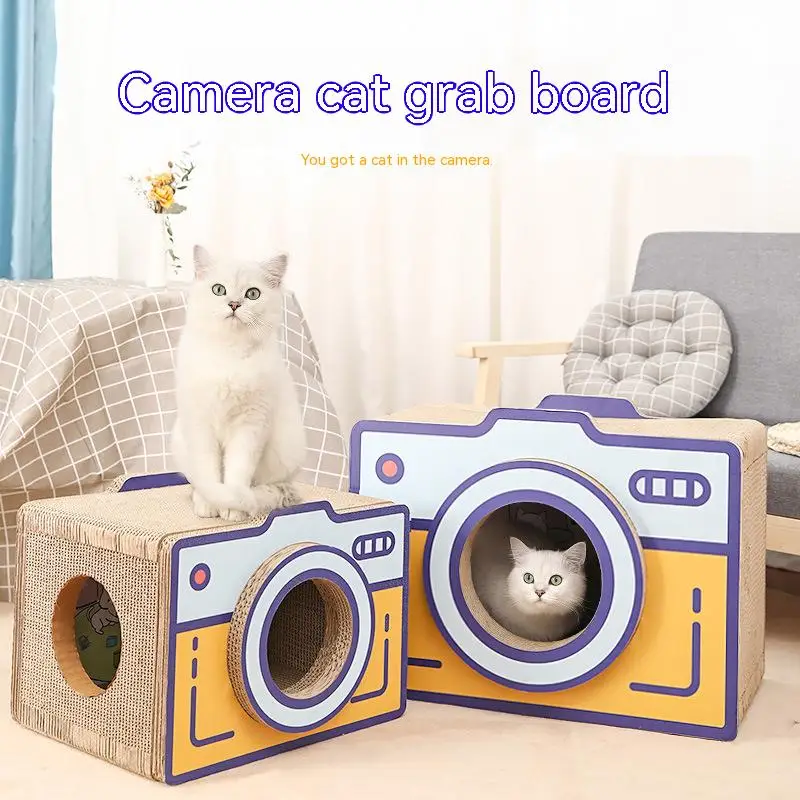 Fotocamera Retrò Di Piccole Dimensioni Cat Scratch Board Carta Ondulata Scarti Non Cadenti Cartone Verticale Lettiera Per Gatti Giocattolo Per Animali