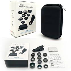 Universal Clip - On Fisheye, Macro, and Wide Angle Phone Camera Lens Kit (10 In 1)