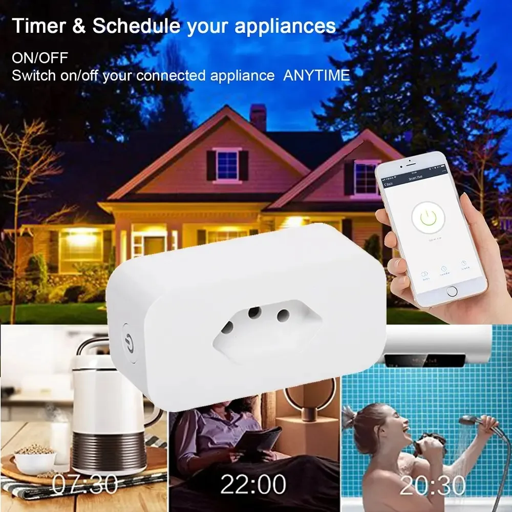 Smart Plug Tuya EWeLink 16A Brazil Standard WiFi Smart Plug With Power Monitor Smart Life APP Socket Voice Work For Google Home Alexa