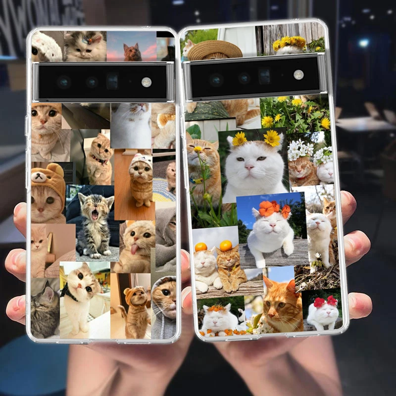Cat Meme Funny Animals Shockproof Silicone Phone Case - Clear Cover