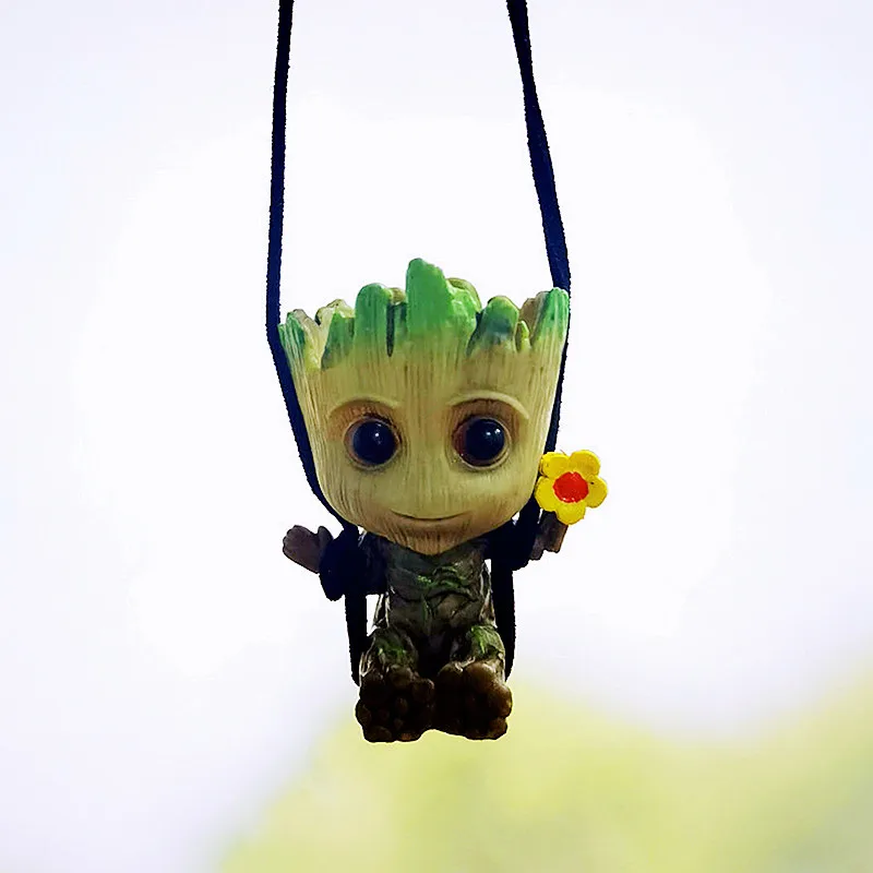 Swing Groot Tree Man Car Rearview Mirror Pendant Ornament Personality Anime Decoration Auto Air Freshener |