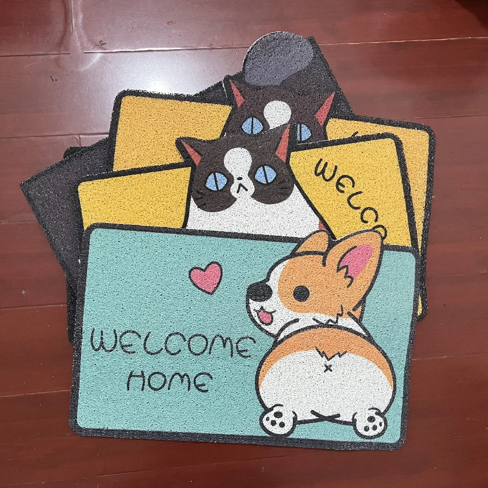 Printed Cartoon Corgi Doormat floor mat non slip mat door mat fun doormat Non-Slip For Entrance Hallway Front Outdoor Bedroom Kitchen