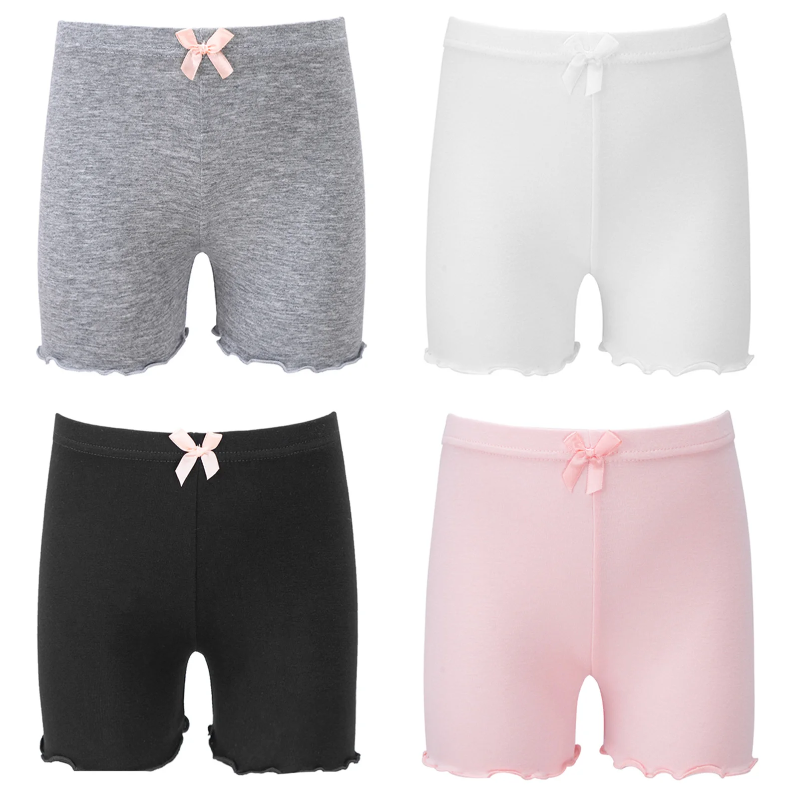 4Pcs Kids Safety Pants Girls Panties Underwear Lace Bottoming Shorts Children Summer Short Leggings For Sport Cycling Dance Yoga