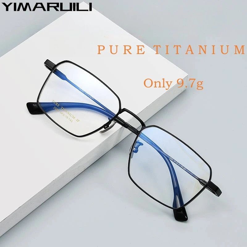 Yimaruili ultraleichte Business-Mode Myopie Brillen Retro Quadrat reines Titan optische Brille Rahmen Männer 205ct