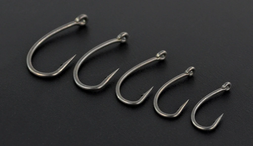 Hirisi 15x Karpfen Angelhaken mit Öse Micro Barb High Carbon Steel Angelhaken PTFE-beschichtetes Angelzubehör X915 – Detail 5
