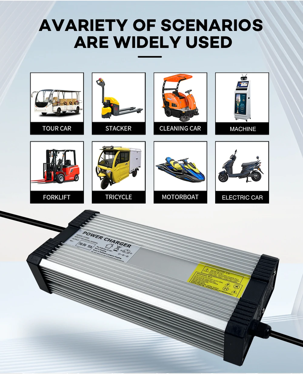 YZPOWER 58,8 V 12 A Lithium-Batterieladegerät für 48 V E-Scooter, universell, hochwertig, mit Lüfter – Detail 8