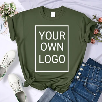 Custom DIY LOGO Women T-Shirt Summer Y2K Streetwear Comfortable Female Short Sleeves Crewneck Customized Pattern Tee Tops 1